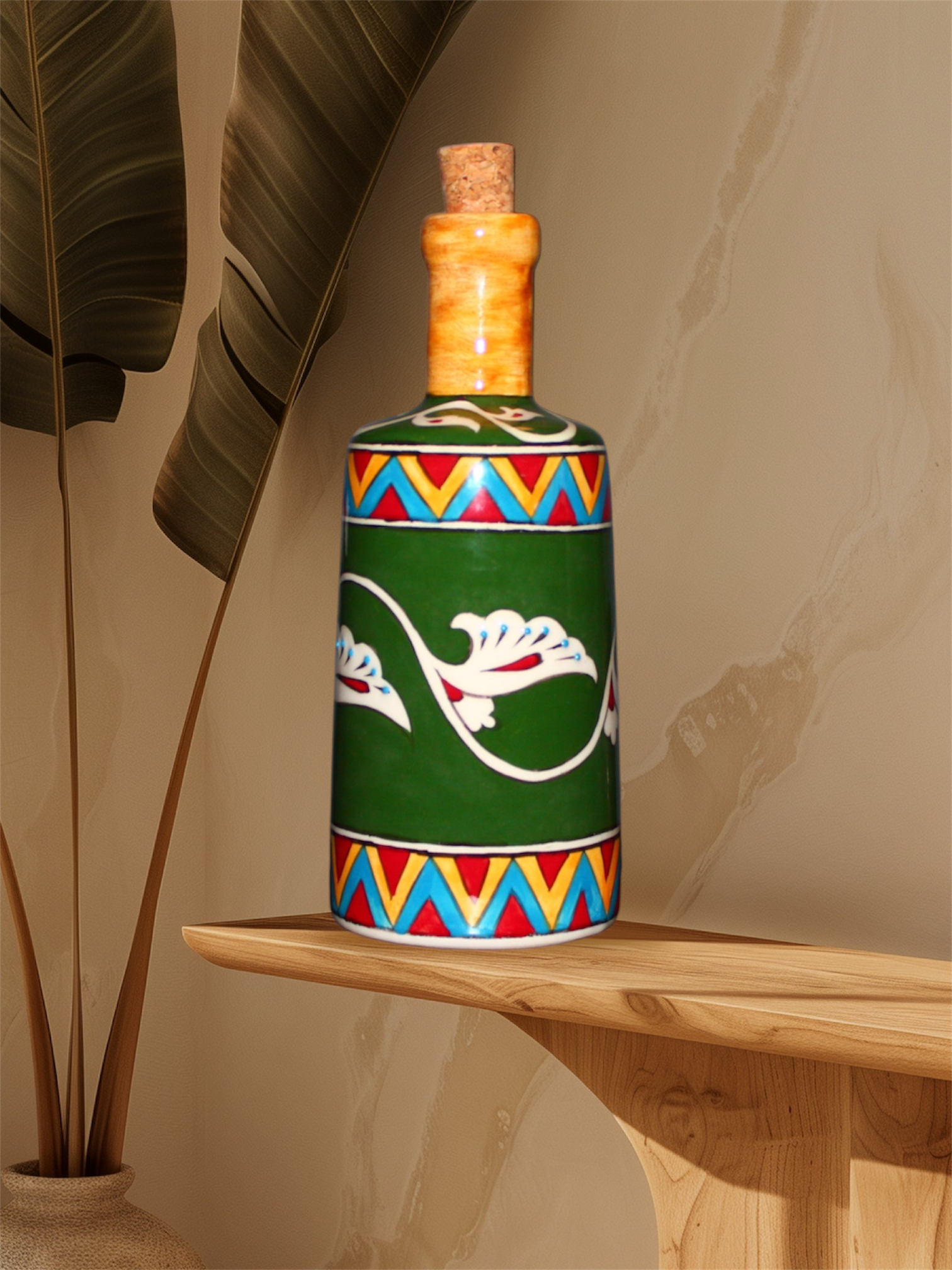 Seramik Çini Desenli Zeytinyağı Şişesi - Görsel 2