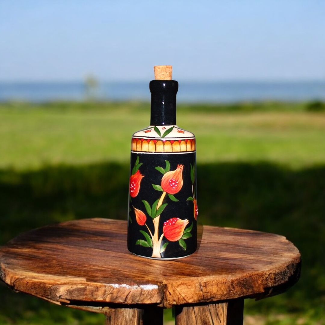 Seramik Çini Desenli Zeytinyağı Şişesi - Görsel 3