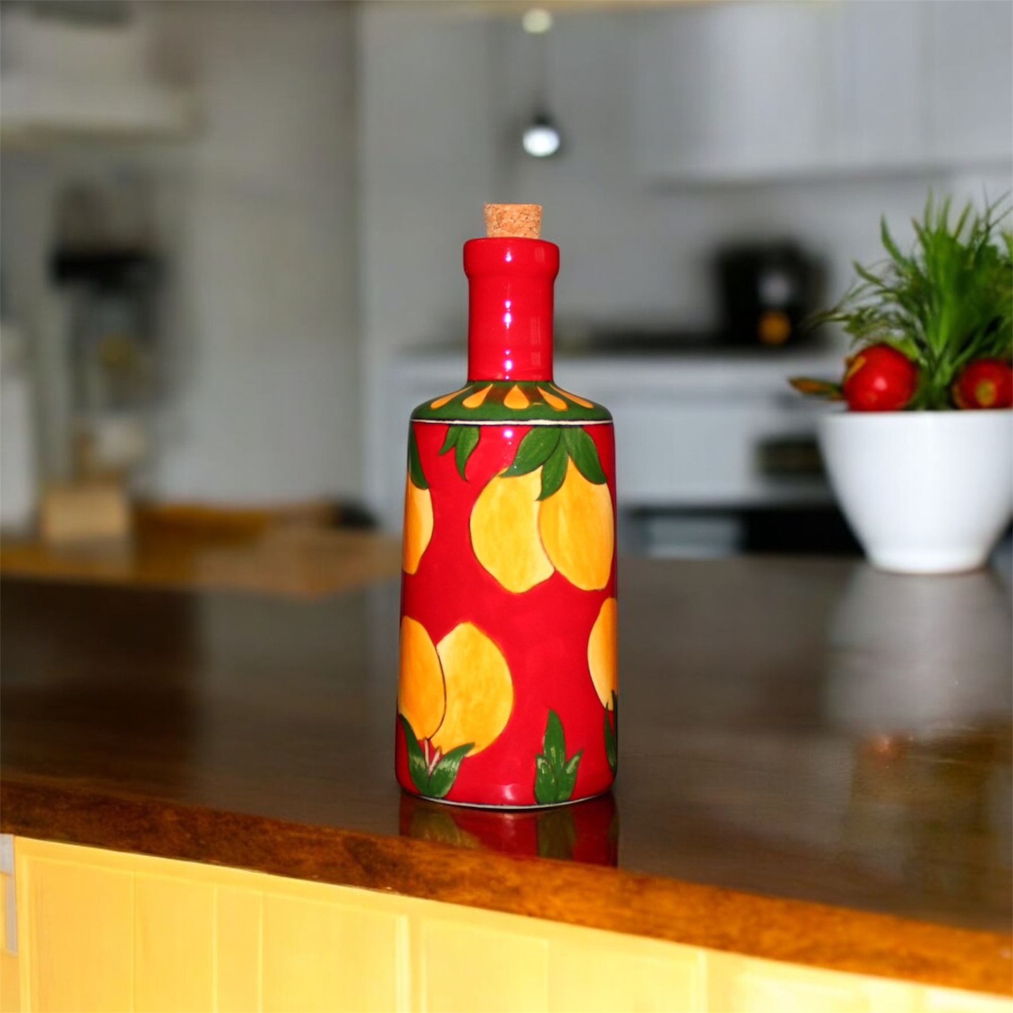 Seramik Çini Desenli Zeytinyağı Şişesi - Görsel 3