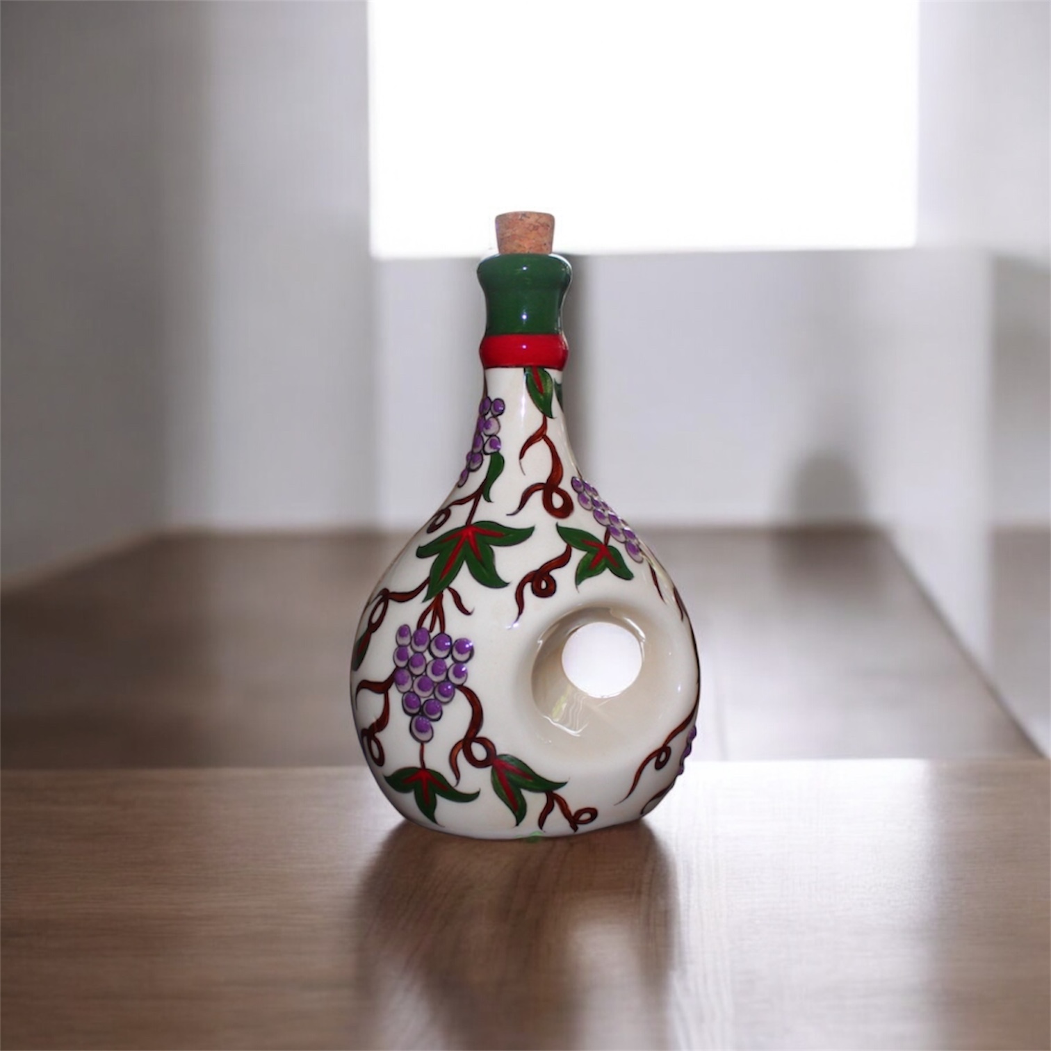 Seramik Çini Desenli Zeytinyağı Şişesi - Görsel 2